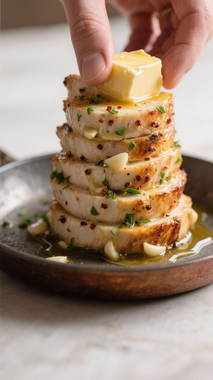 Process shot focusing on the shaping and stacking step: butter-brushed, fully cooked-looking layered