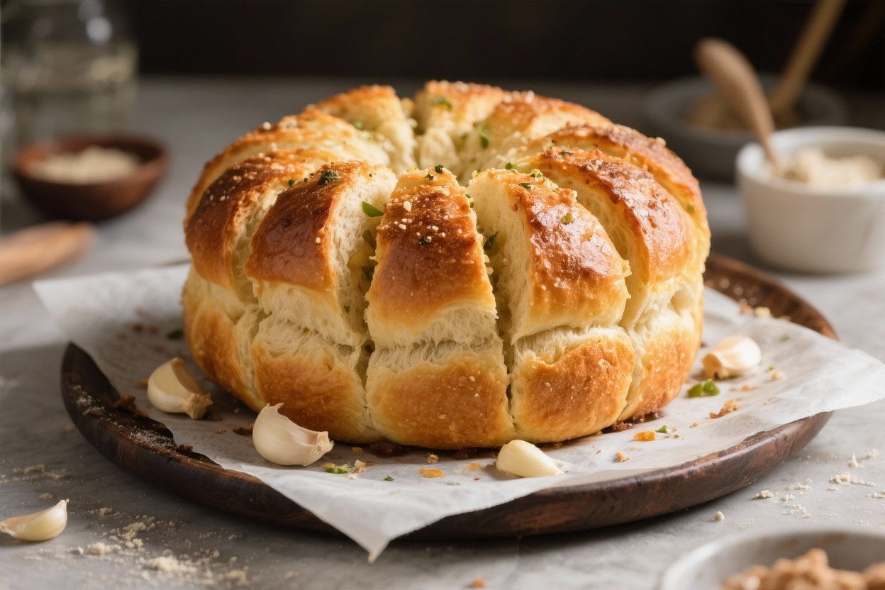 Pull-Apart Garlic Bread From Scratch – Soft, Buttery, and Shareable