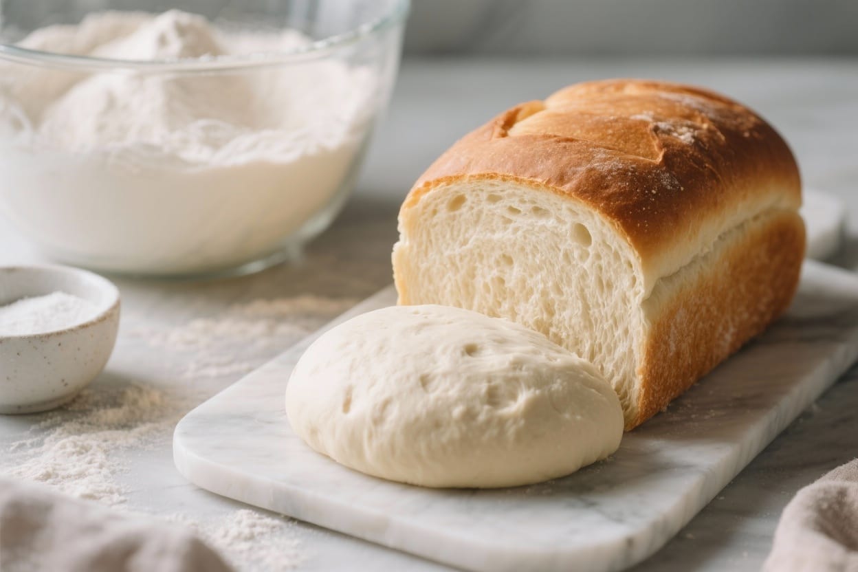 Easy white bread loaf from scratch - The dough comes together with basic pantry staples, and the process is straightforward from start to