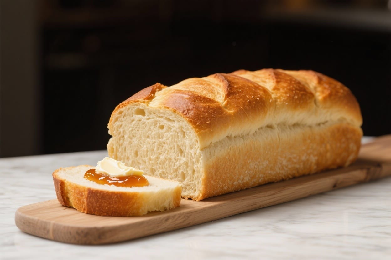 Family size bread loaf - This family size bread loaf is soft inside, with a golden crust that holds up to butter, jam, or a h
