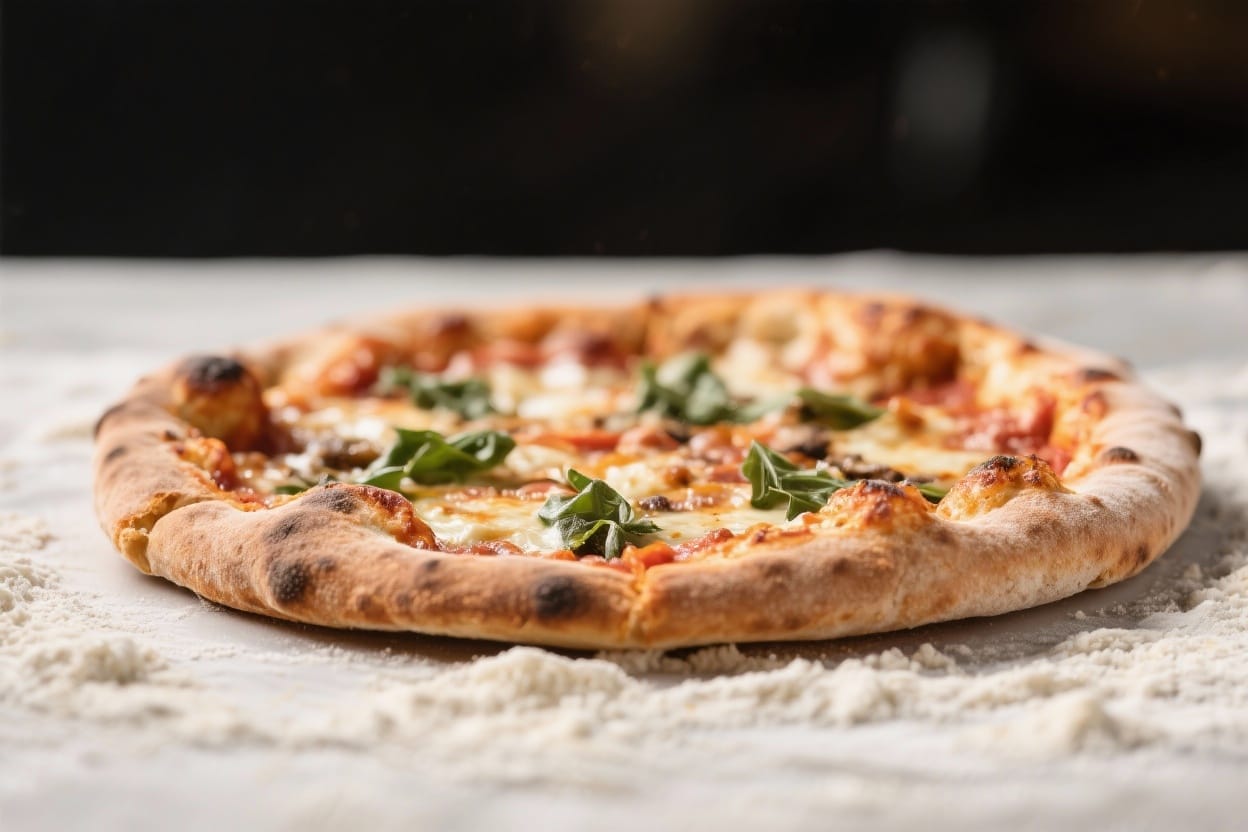 Homemade pizza from scratch - The crust is crisp on the outside, soft inside, and full of flavor