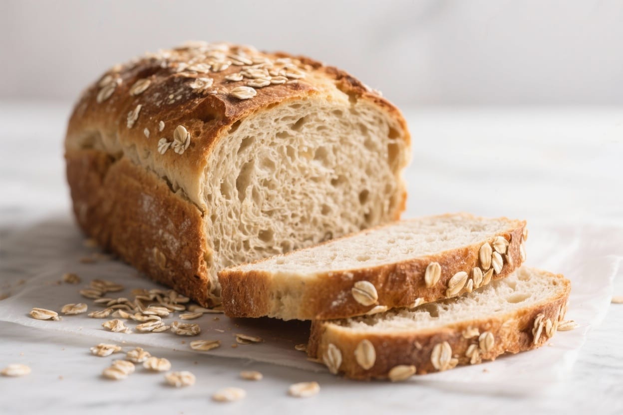 Honey oat bread loaf - It’s soft inside with a tender crumb, and the oats give it a hearty bite that’s perfect for toast or