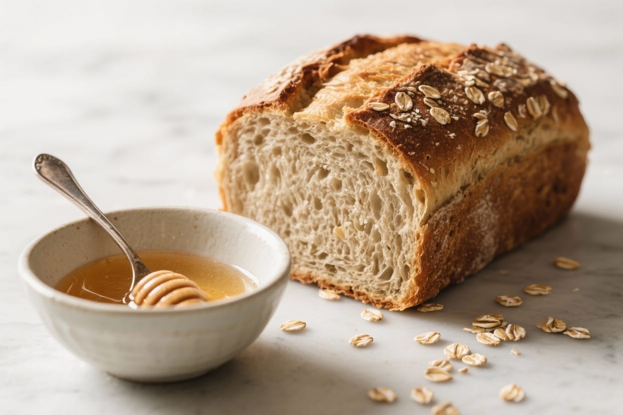 Honey oat bread loaf - You don’t need fancy equipment—just a bowl, a spoon, and a little patience