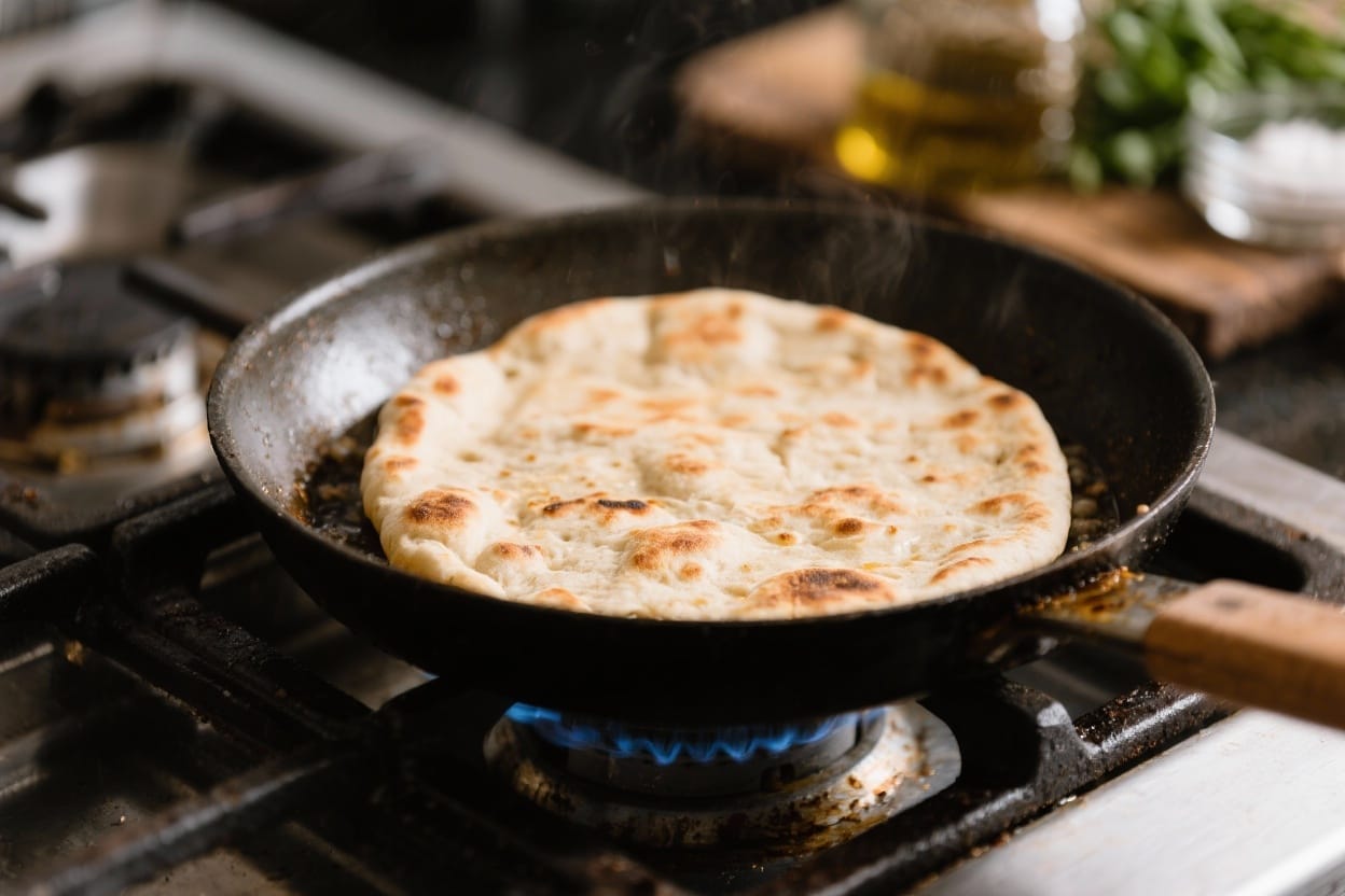 No yeast flatbread on stove - It comes together with pantry basics and cooks right on the stovetop in minutes