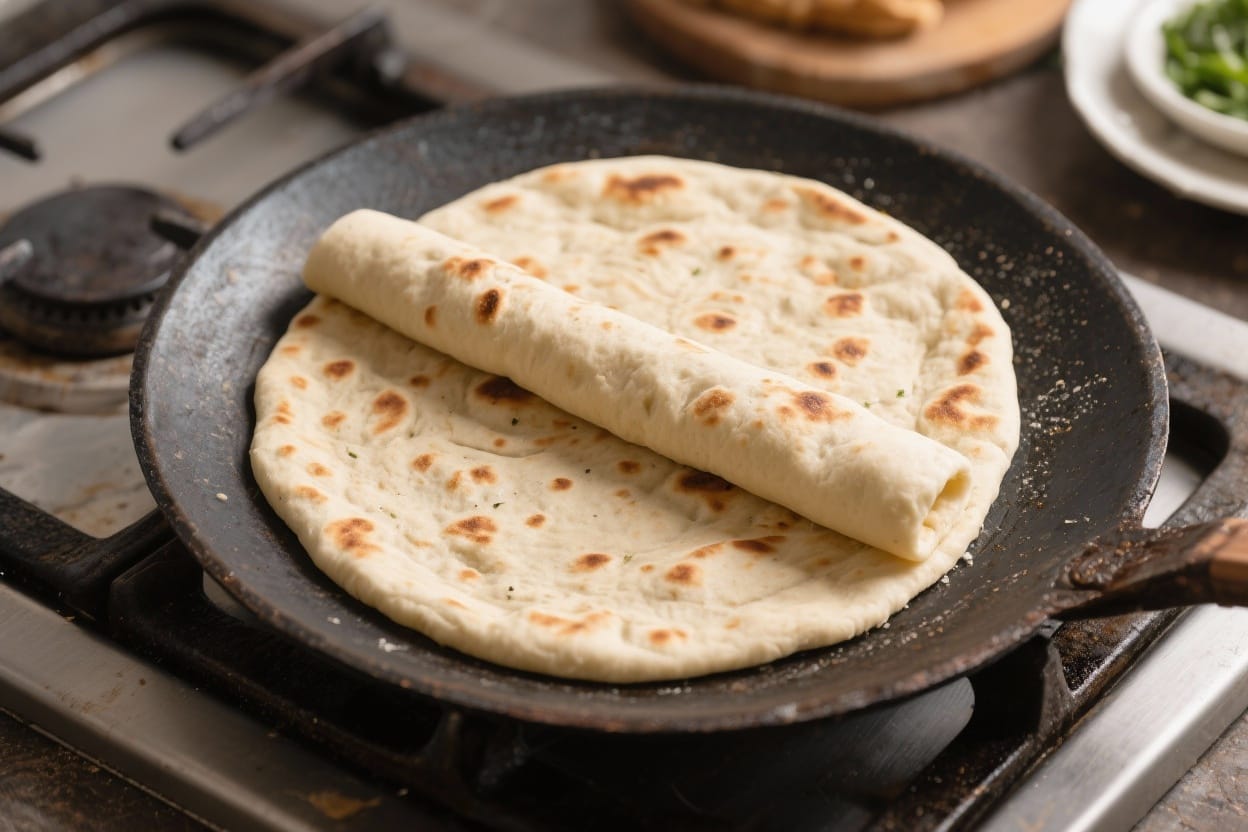 No yeast flatbread on stove - The dough is forgiving, easy to roll, and perfect for beginners