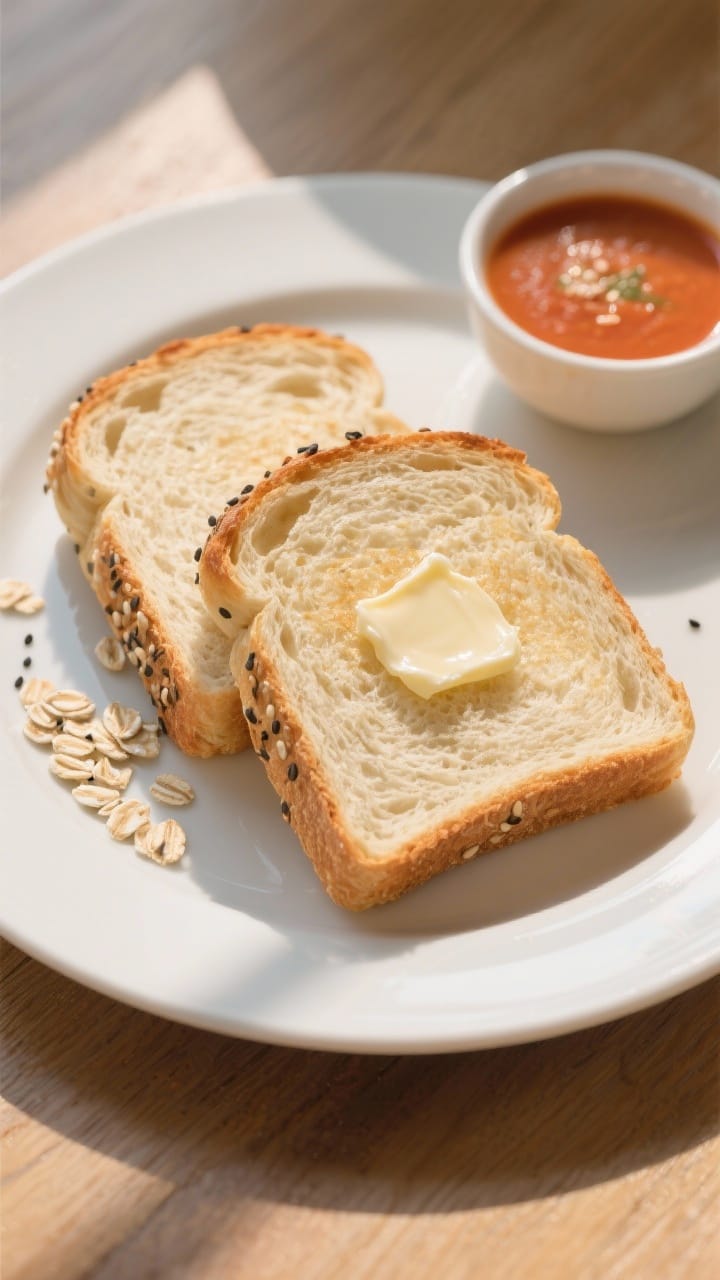 Final dish presentation: Tasty top view of thick, even slices of the simple pantry-staple bread arra