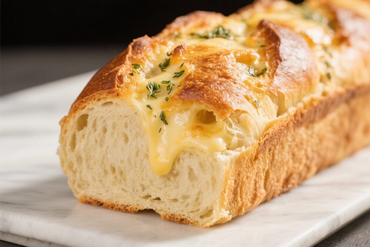 Savory cheese bread loaf - It’s soft inside, golden on top, and laced with pockets of melted cheese and herbs