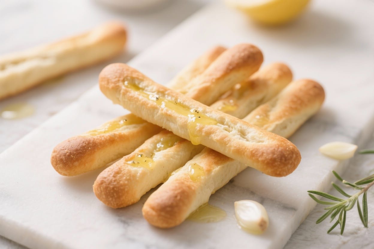 Soft breadsticks recipe - This version is pillowy inside, lightly golden outside, and brushed with a buttery garlic finish