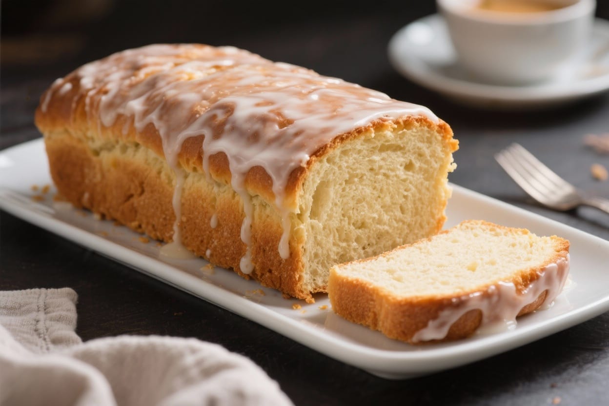 Sweet bread loaf with glaze - It’s tender, slightly buttery, and lightly sweet—perfect for breakfast, brunch, or an afternoon snac