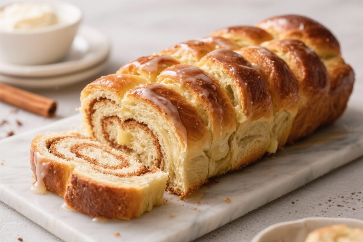 Sweet pull apart bread - Each piece is tender and buttery, with a cinnamon sugar swirl and a light glaze that melts into ever