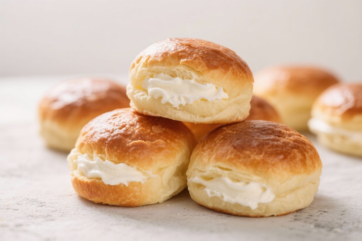 Cream-Filled Pastry Buns – Soft, Fluffy Buns With a Lush Vanilla Cream