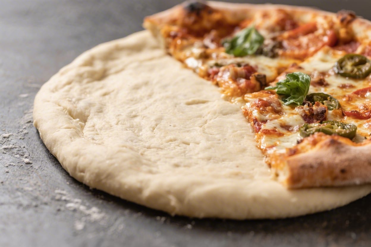 Dairy free pizza dough recipe - It’s soft, stretchy, and bakes up with a crisp edge and tender bite