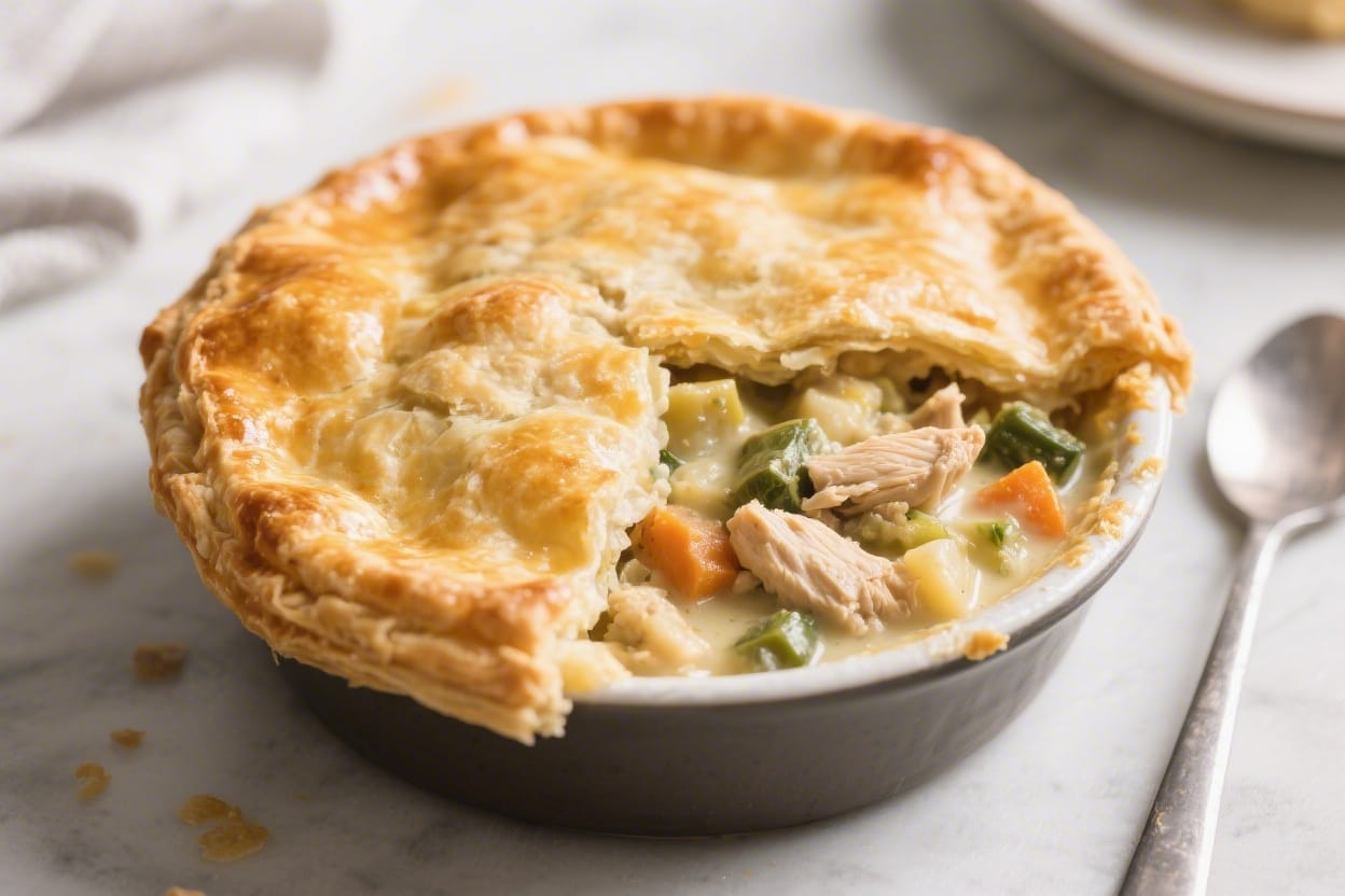 Easy chicken pot pie with crust - It’s creamy, savory, and topped with a golden, flaky crust that looks and tastes like you spent hour