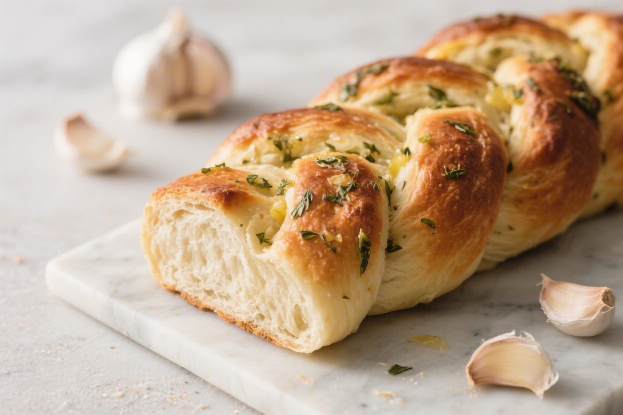 Garlic herb braided bread recipe - It’s soft inside with a light, crisp crust and a rich, buttery garlic flavor that runs through every