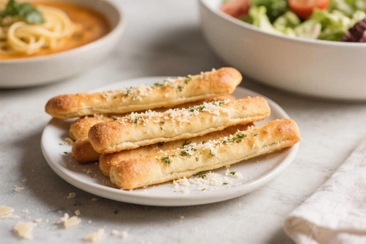 Garlic parmesan breadsticks recipe - Serve them with pasta, soup, or a big salad, or just set out a plate and watch them disappear