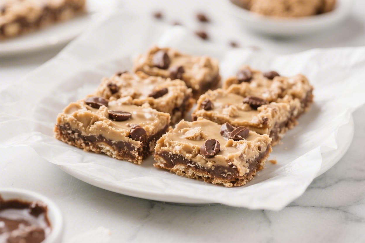 No bake cookie dough bars recipe - These no bake cookie dough bars taste like the best part of baking—without the actual baking