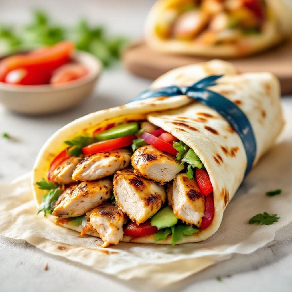 Bbq chicken wrap with soft flatbread - Think smoky, slightly sweet chicken tucked into a pillowy flatbread with crisp veggies and a cool, c