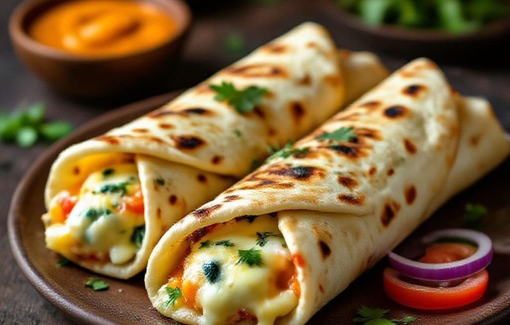 cheese stuffed garlic naan wraps