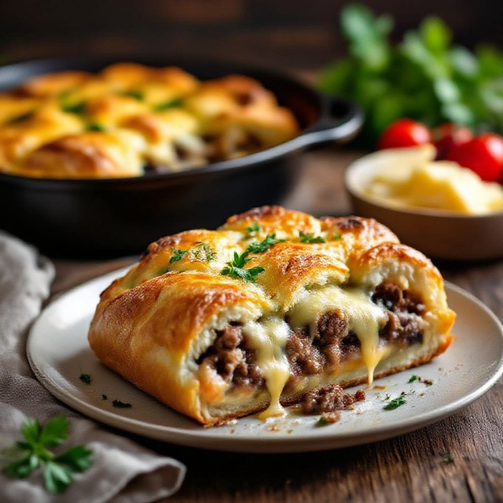 Cheesy beef stuffed bread bake - It’s the kind of dish that makes the whole kitchen smell amazing and gets everyone hovering near the