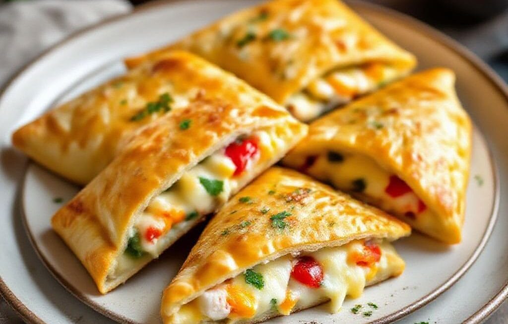 cheesy chicken stuffed flatbread pockets