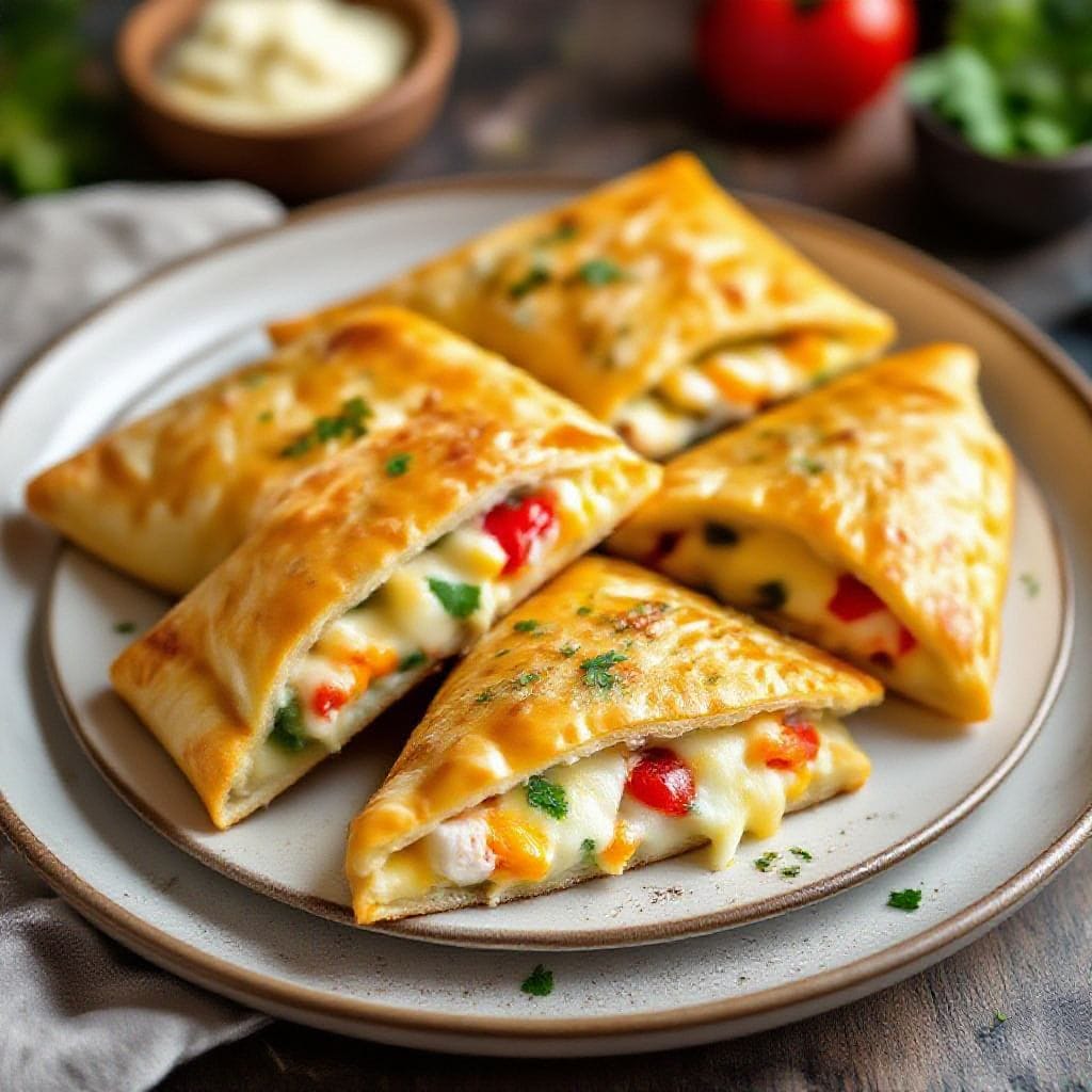 cheesy chicken stuffed flatbread pockets