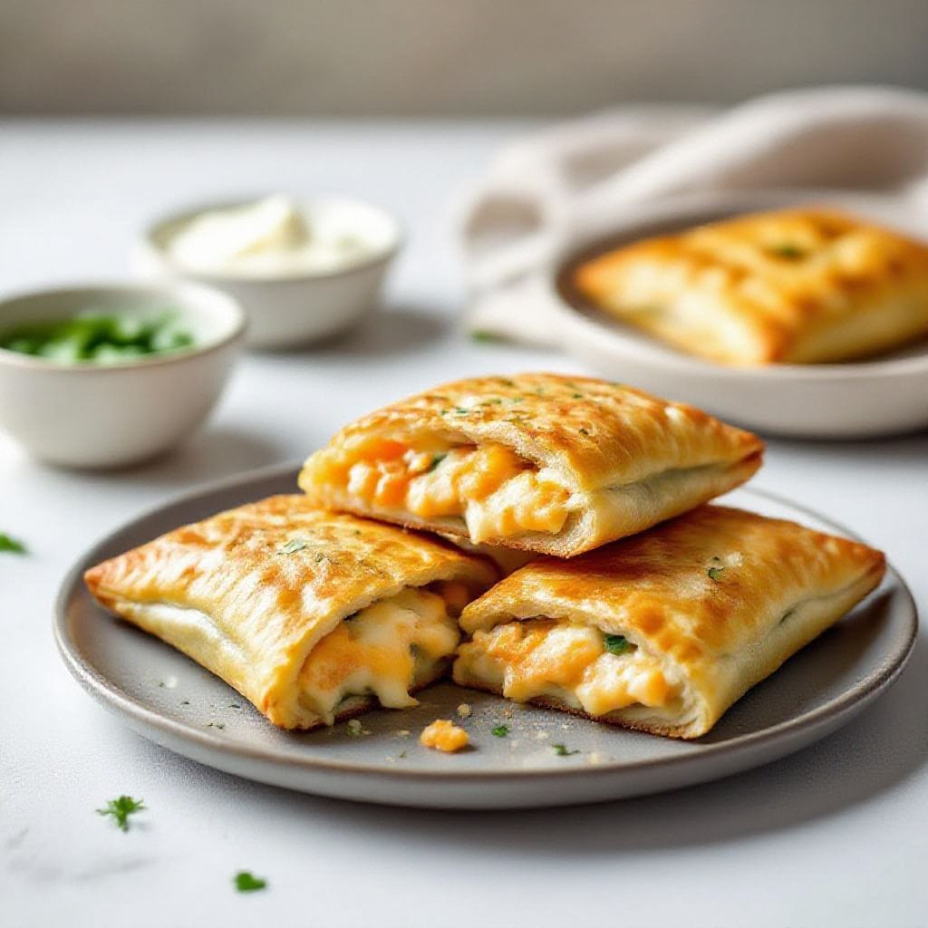 Cheesy chicken stuffed flatbread pockets - Think handheld comfort food that comes together with simple ingredients you probably already have
