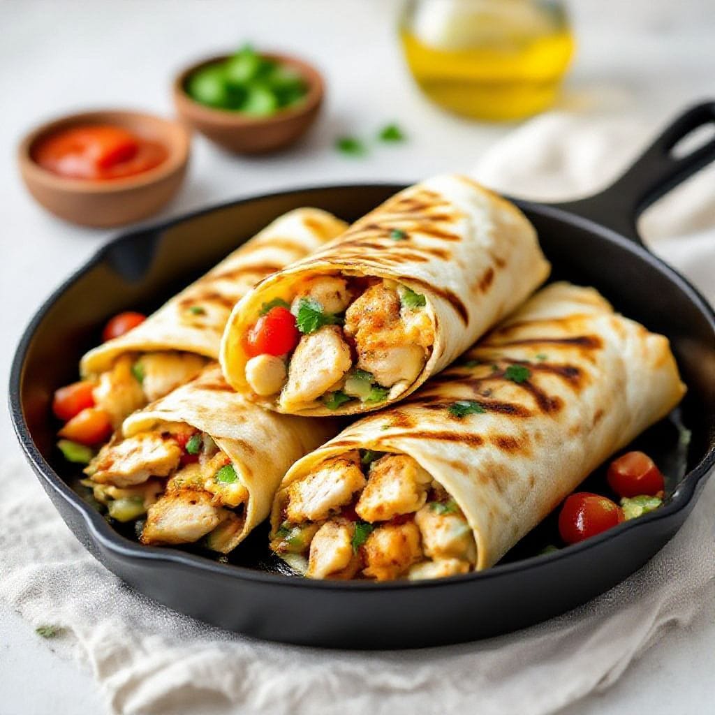 Cheesy garlic chicken wraps recipe - You don’t need fancy ingredients, just a few pantry staples and a skillet