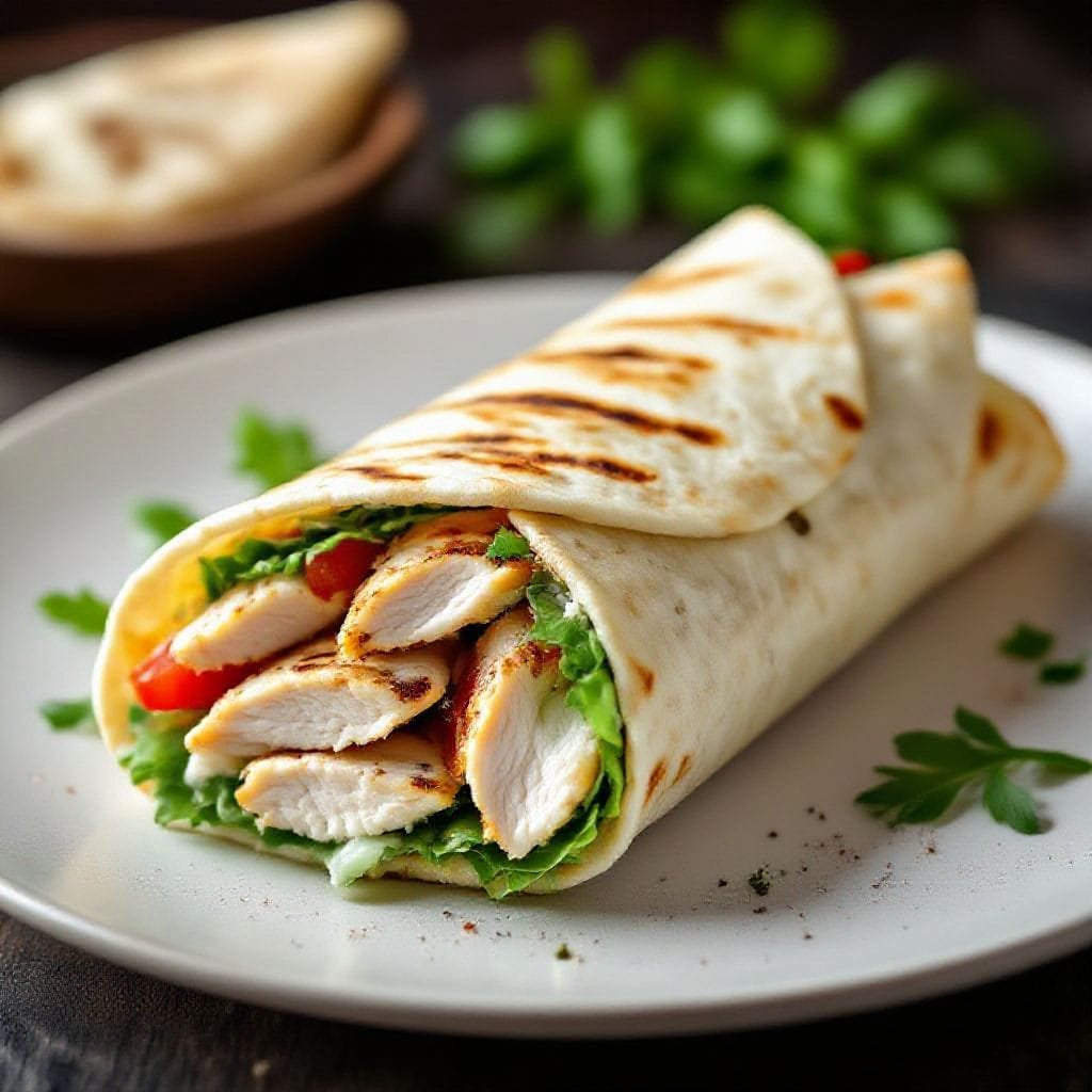 chicken caesar wrap with flatbread