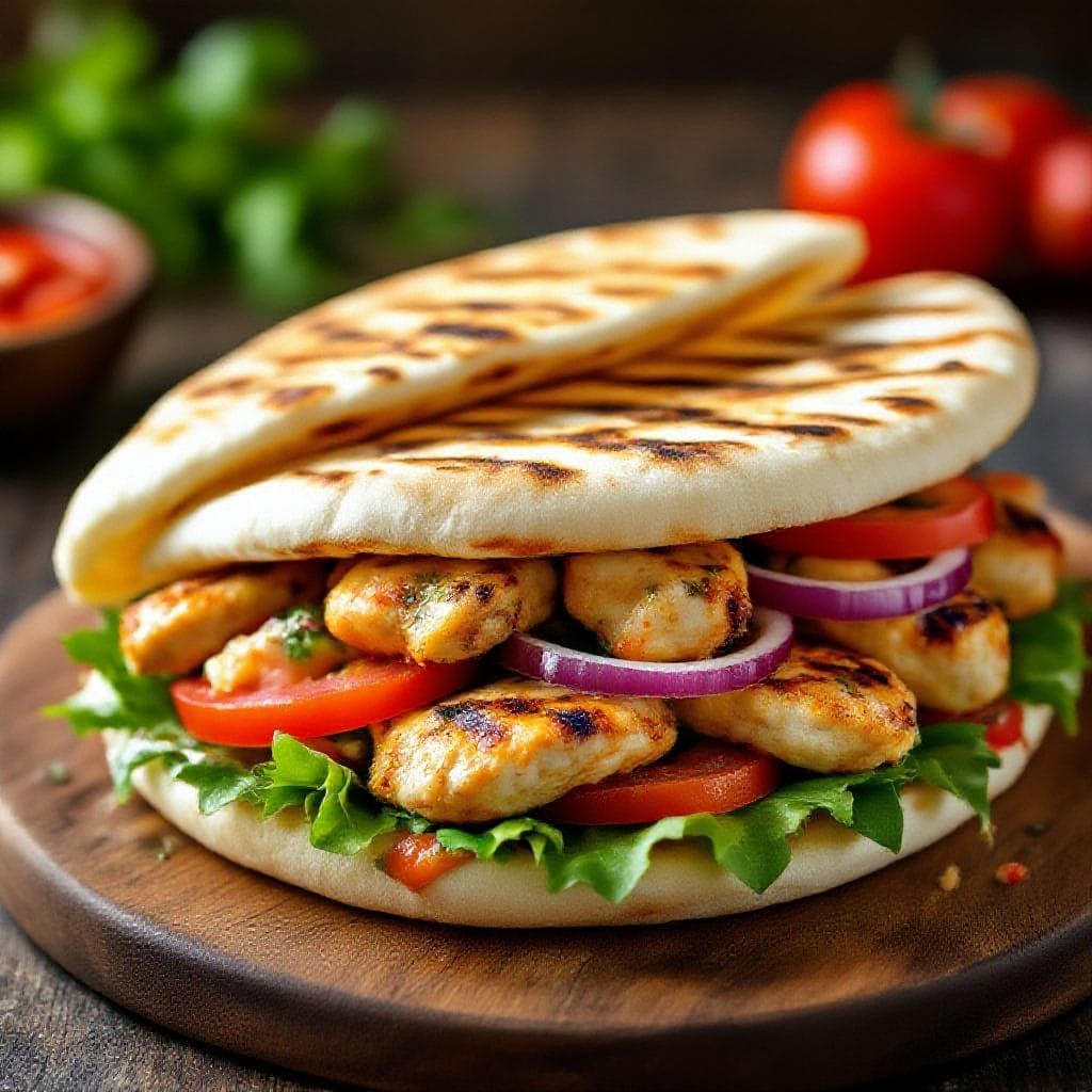 Chicken kebab flatbread sandwich - The flavors are bright and satisfying without feeling heavy