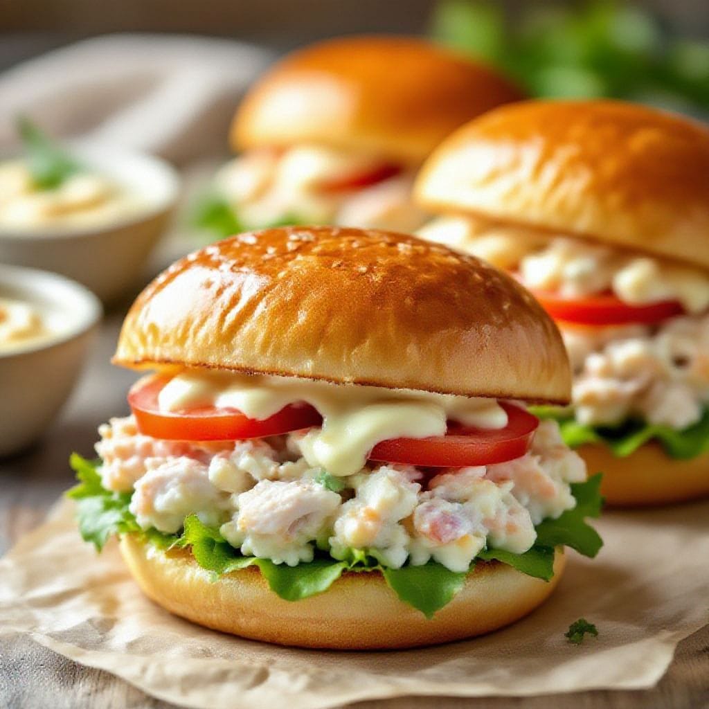 Chicken mayo stuffed sandwich buns - Think of them as portable chicken salad sandwiches, but a little more indulgent and a lot more satis