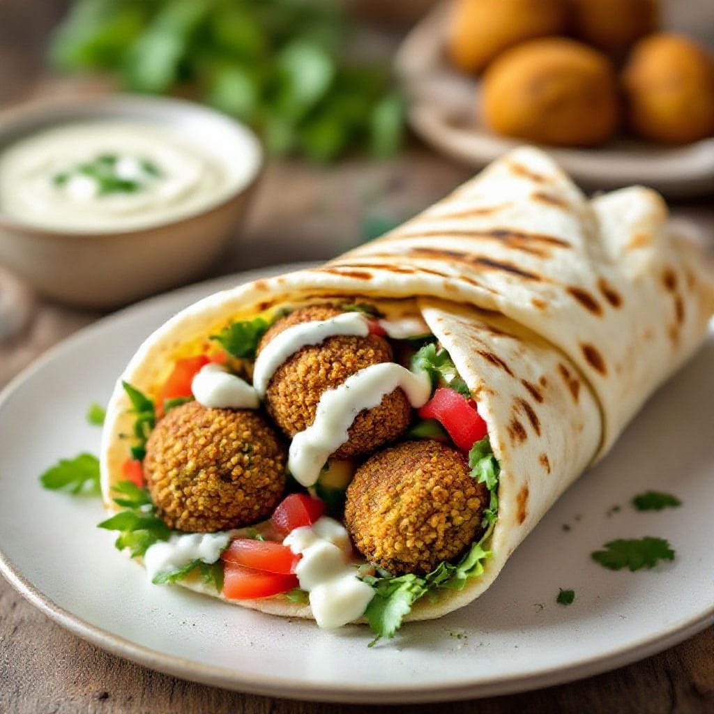 Falafel pita wrap with tahini sauce - Falafel Pita Wrap With Tahini Sauce - A Fresh, Flavor-Packed Favorite Falafel wrapped in warm pita w