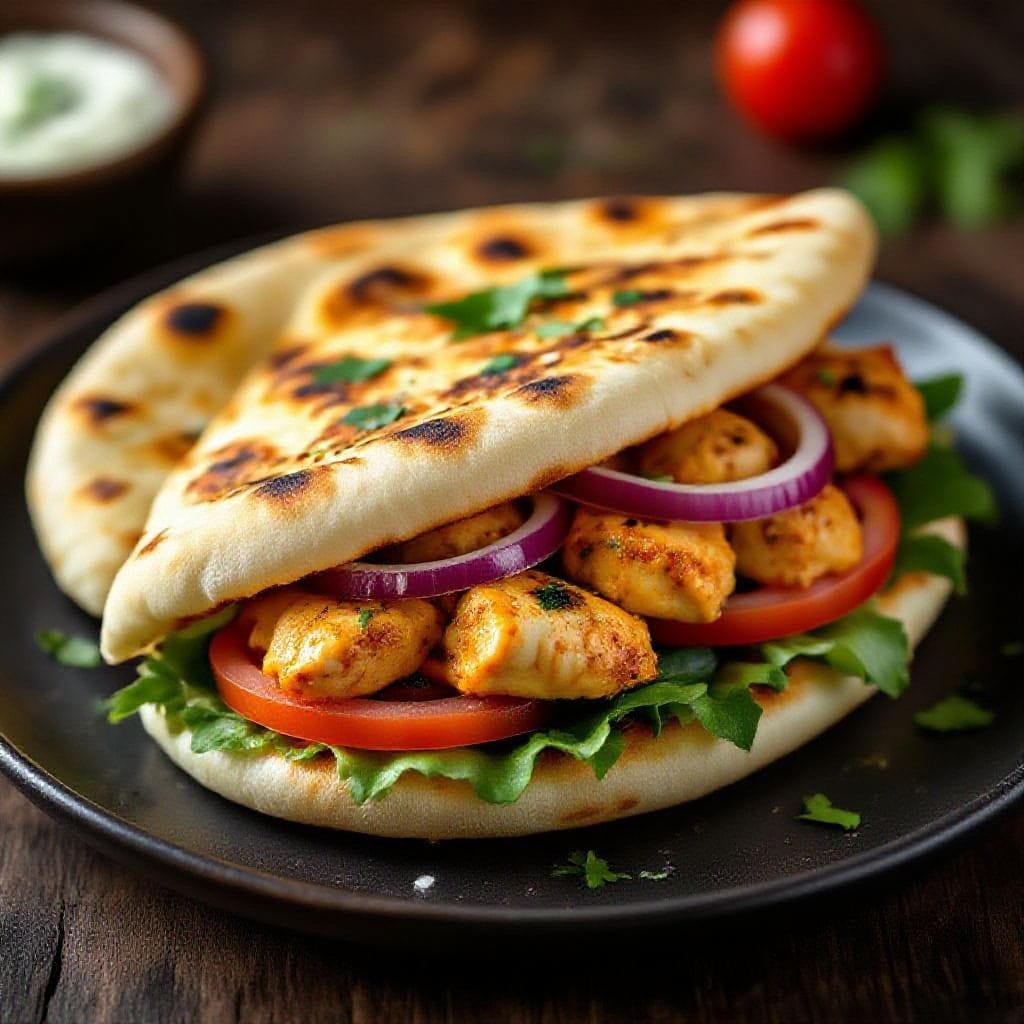 garlic chicken naan sandwich