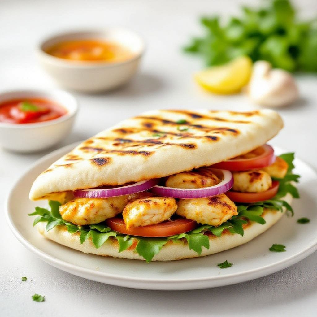 Garlic chicken naan sandwich - It comes together with simple ingredients and minimal fuss