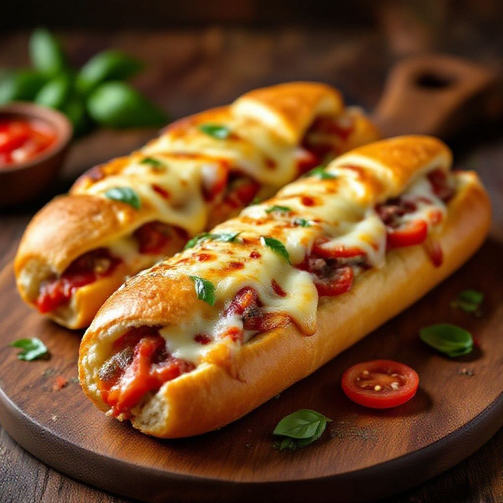 Lunch style stuffed pizza bread - Think of it as a cross between a calzone and a deli sandwich—warm, cheesy, and full of flavor