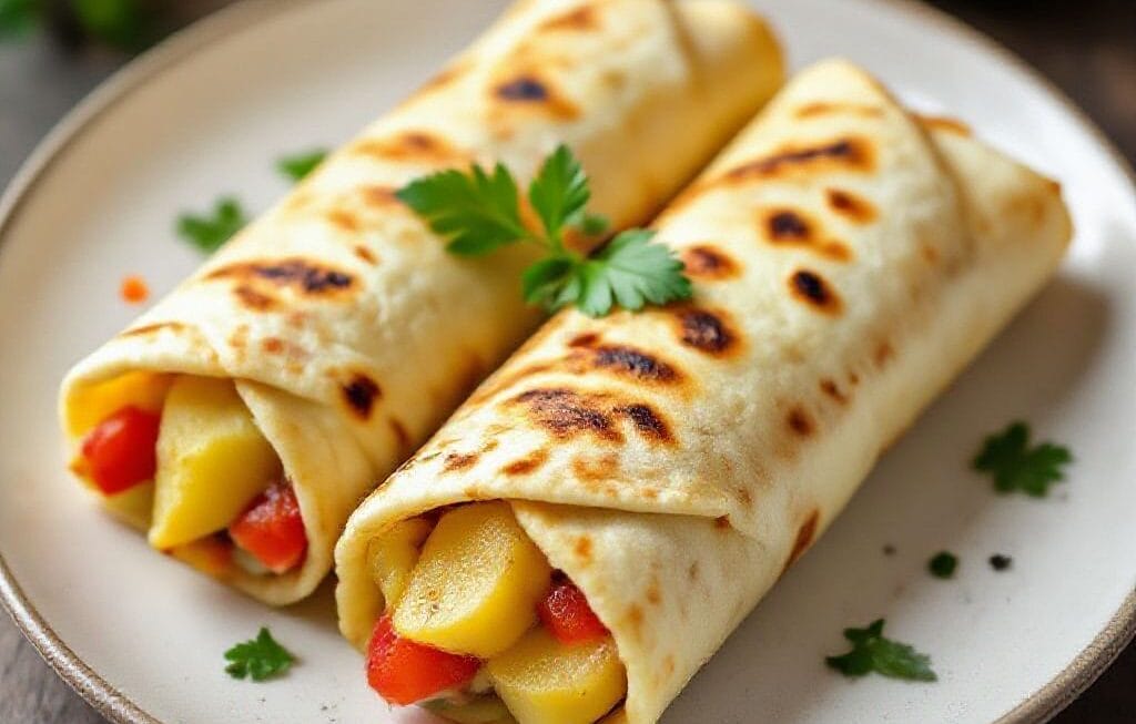 potato stuffed flatbread wraps