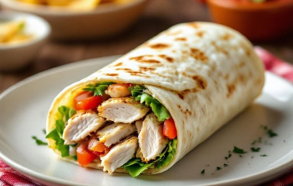 quick lunch wrap with leftover chicken