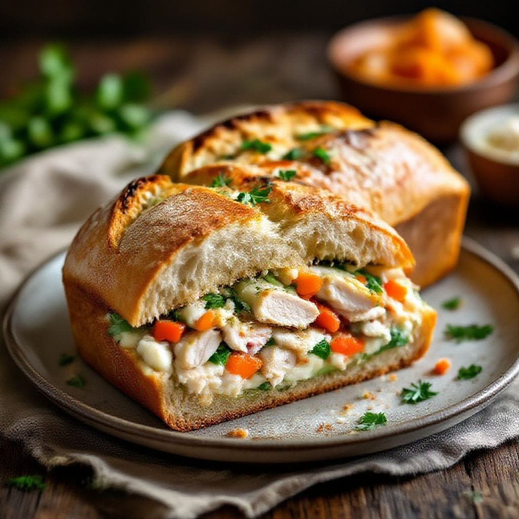 Savory lunch bread loaf with chicken filling - It’s hearty, portable, and perfect for busy days when you still want something homemade