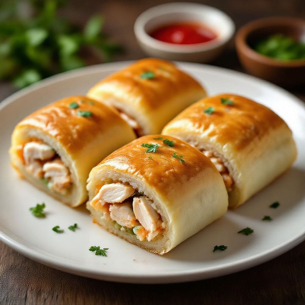 savory lunch rolls with chicken filling