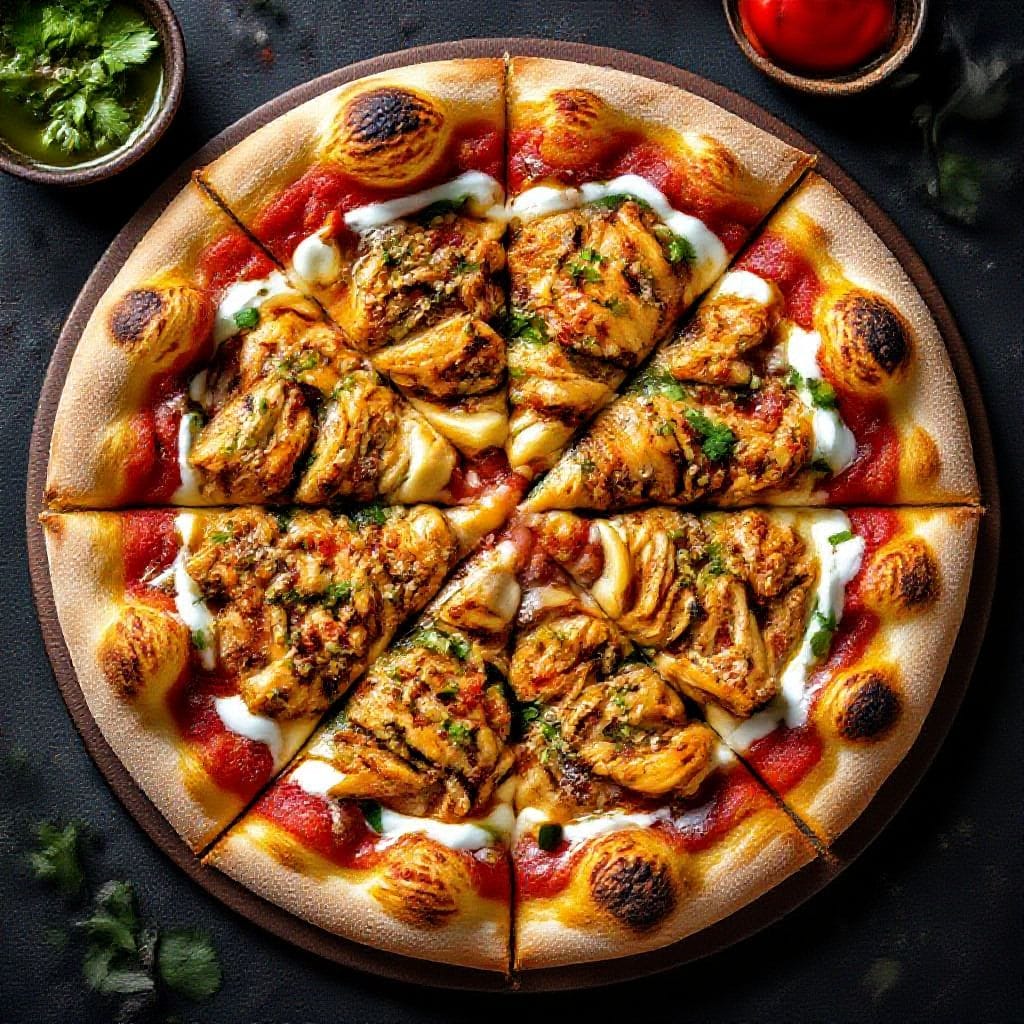 Shawarma style chicken pizza recipe - This shawarma style chicken pizza brings the warm spices and tangy sauces of classic shawarma to a c