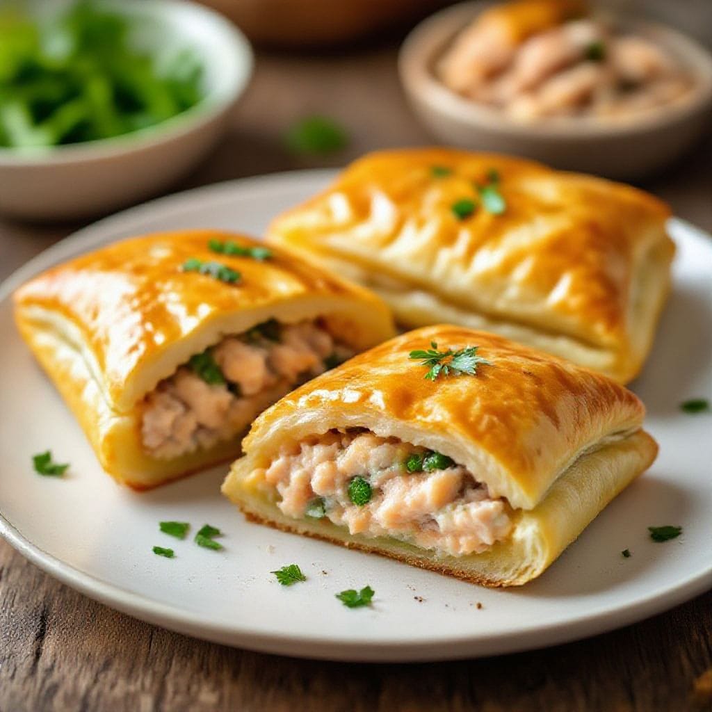 Tuna stuffed bread pockets recipe - Think of them as a cross between a tuna salad sandwich and a handheld pie—soft, golden bread on the