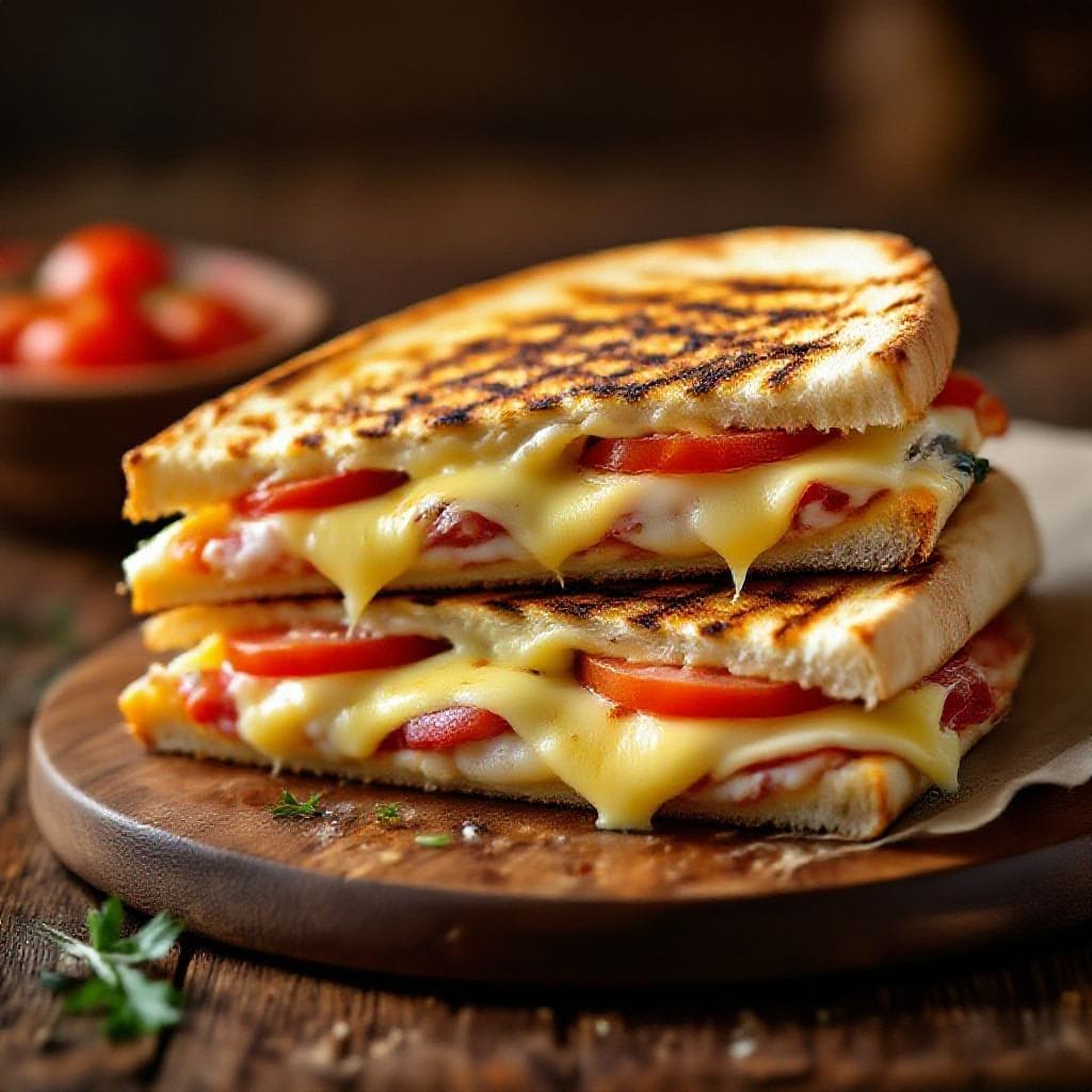 Turkey and cheese flatbread melt - It gives you the gooey, toasty goodness of a grilled sandwich with the easy assembly of a wrap